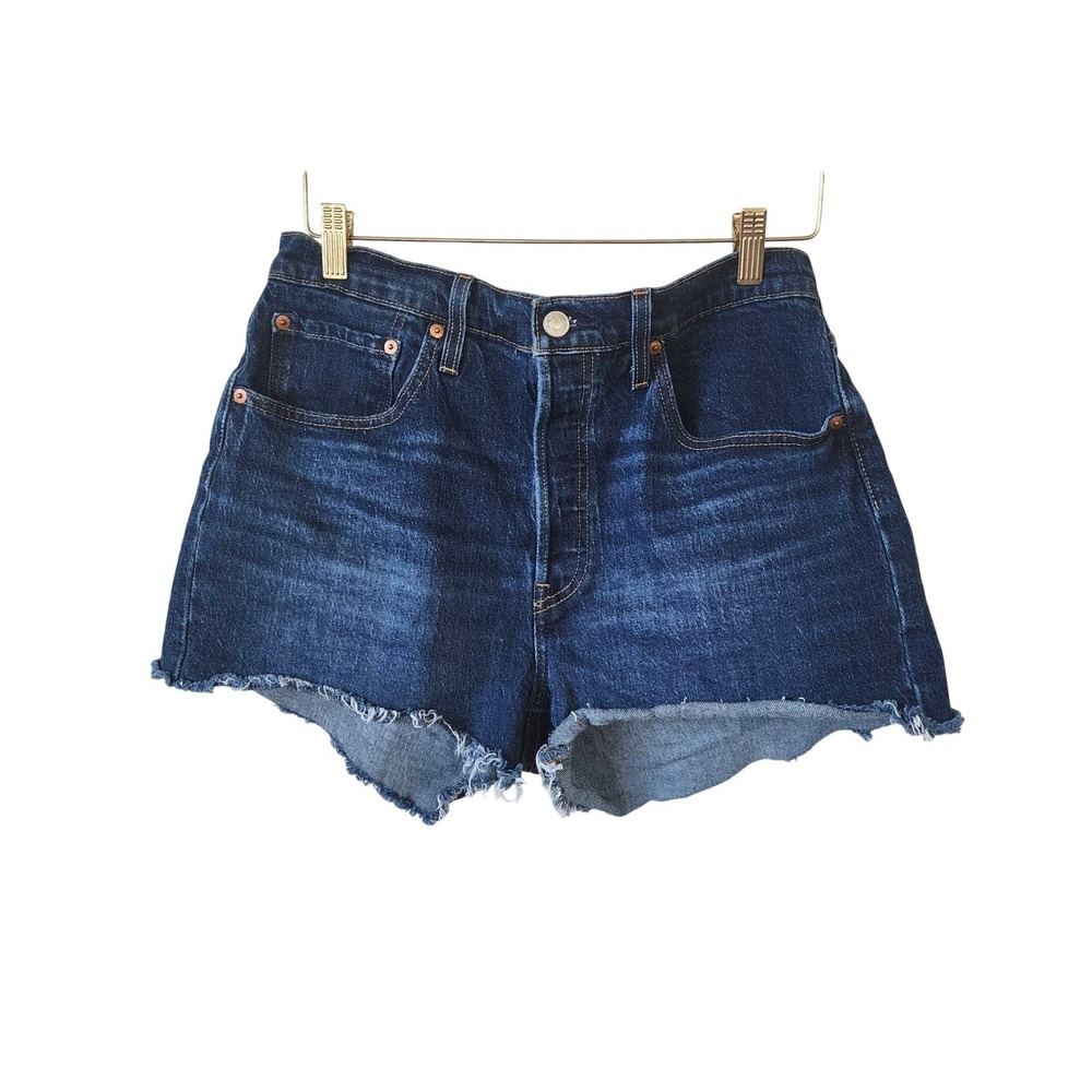 Levis 501 Original High Rise Denim Shorts  CutOff Button Fly Americana Boho W30